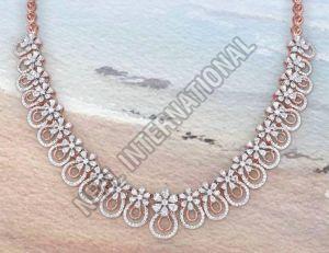 Solitaire Rose Diamond Gold Necklace