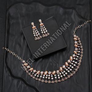 Traditional Rose Gold Diamond Necklace Set