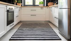 Black And White Striped Floor Mat