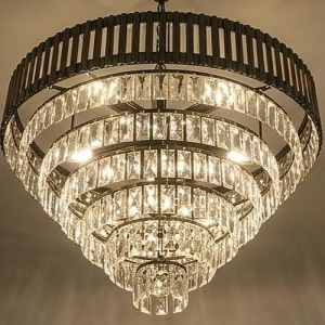 Round Tiered Crystal Flush Chandelier