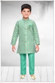 Kids Light Green Indo Western Suit