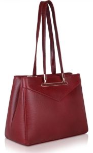 Ladies Brown PU Leather Shoulder Tote Handbag