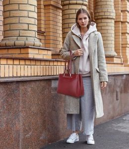 Ladies Brown PU Leather Shoulder Tote Handbag