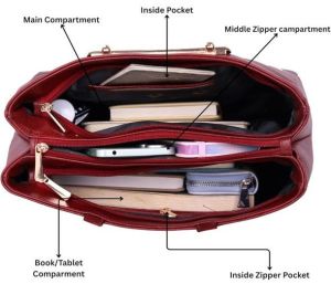 Ladies Brown PU Leather Shoulder Tote Handbag