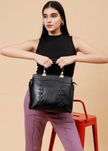 Ladies Original Leather Braided Handle Tote Handbag