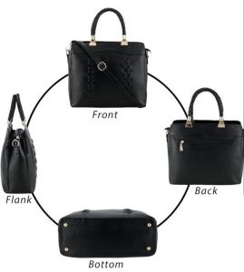 Ladies Original Leather Braided Handle Tote Handbag