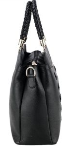 Ladies Original Leather Braided Handle Tote Handbag