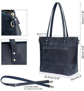 Ladies Premium Crazy Horse Full Grain Leather Travel Tote Handbag