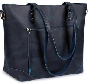 Ladies Premium Crazy Horse Full Grain Leather Travel Tote Handbag