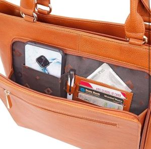 Ladies Premium Genuine Leather Multi-Compartment Handbag with Detachable Sling Strap