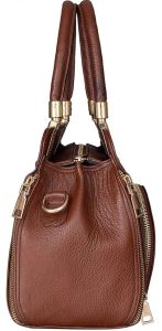 Ladies Premium Leather Handbag with Dual Zip Compartments &AMP; Detachable Sling Strap