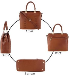 Ladies Premium Original Leather Braided Handle Tote Handbag