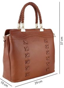Ladies Premium Original Leather Braided Handle Tote Handbag