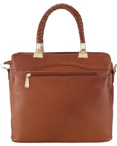 Ladies Premium Original Leather Braided Handle Tote Handbag