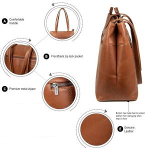 Ladies Premium Original Leather Classic Office Tote Handbag