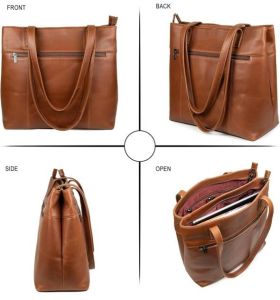 Ladies Premium Original Leather Classic Office Tote Handbag
