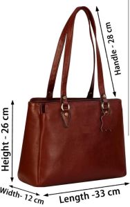 Ladies Premium Original Leather Office Tote Bag with Triple Zip Compartments