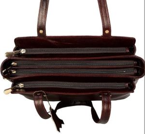 Ladies Premium Original Leather Triple Compartment Office Tote Bag