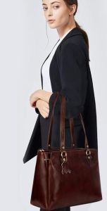 Ladies Premium Original Leather Triple Compartment Office Tote Bag