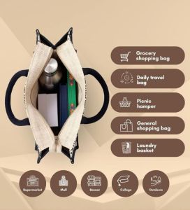 Premium Ethnic Print Jute Utility Tote Bag
