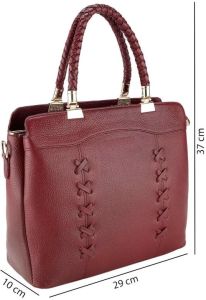 Premium Original Leather Braided Handle Tote Handbag
