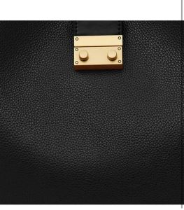 Women&Rsquo;S Premium Black Textured Leather Shoulder Tote Bag