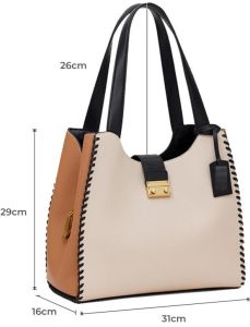 Women&Rsquo;S Premium Dual-Tone Leather Shoulder Tote Bag