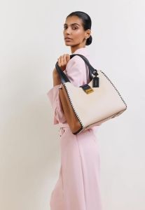 Women&Rsquo;S Premium Dual-Tone Leather Shoulder Tote Bag