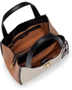 Women&Rsquo;S Premium Dual-Tone Leather Shoulder Tote Bag