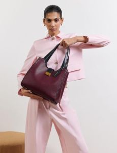 Women&Rsquo;S Premium Textured Leather Shoulder Tote Bag