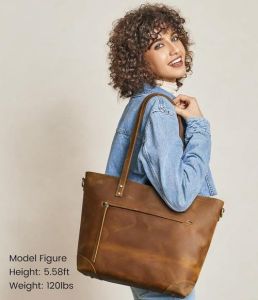 Women&Rsquo;S Premium Vintage Crazy Horse Leather Tote Bag