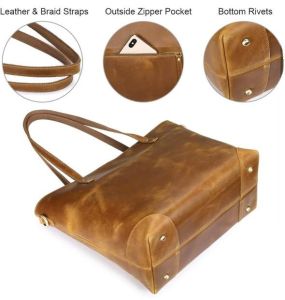 Women&Rsquo;S Premium Vintage Crazy Horse Leather Tote Bag