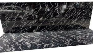 Matrix Black Polished Marble Slab