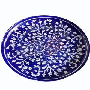 Ceramic Hand Building Blue Pottery Plate