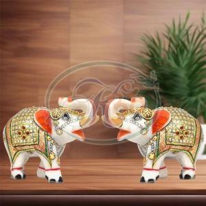 Marble Elephant Decor Statue