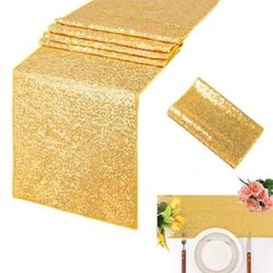 Golden Sequin Work Table Cloth