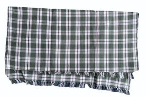Grey Cotton Checked Bath Towel