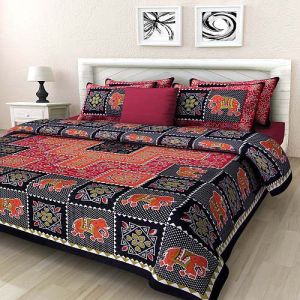 Jaipuri Print Cotton Double Bed Sheet