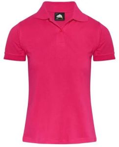 Ladies Pink Cotton Polo T-Shirt