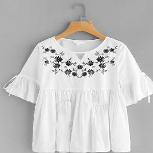 Ladies White Embroidered Top