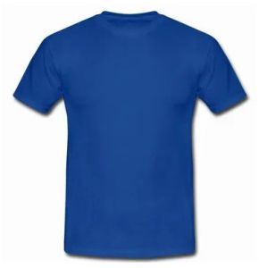 Mens Blue Round Neck Cotton T-Shirt