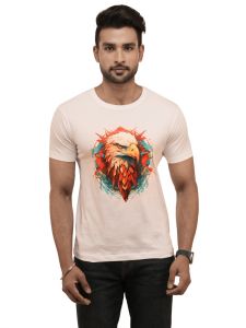 Mens Digital Print Round Neck Cotton T-Shirt