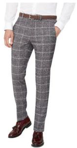 Mens Grey Cotton Check Trouser