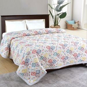 White Printed Microfiber Comforter