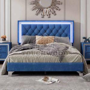 Upholstered Wooden King Size Bed