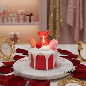 Cute Teddy Cake Candle