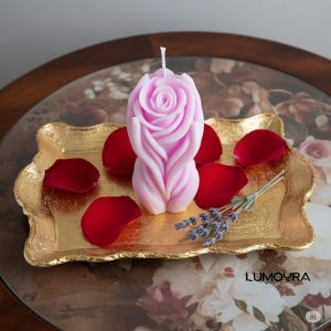 Rose Flower in Hand Shape Candle