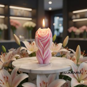 Rose Flower in Hand Shape Candle