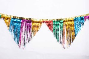 Colorful Rainbow Metallic Foil Fringe Garland