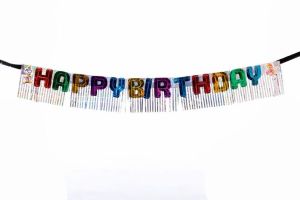 Colorful Happy Birthday Tinsel Film Banner